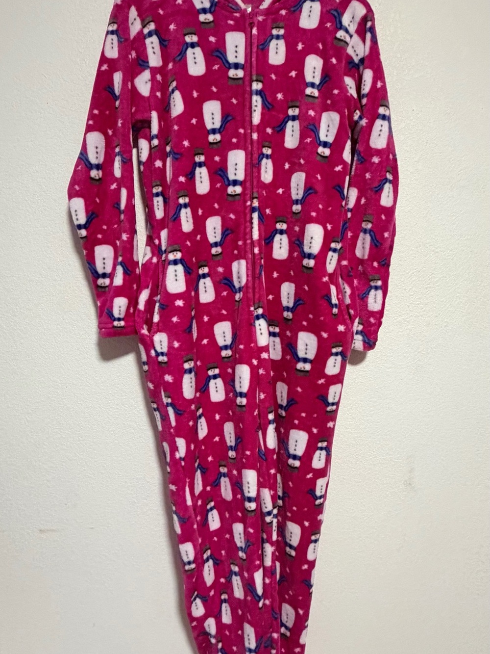 Body Candy Women's Pink Snowman Fleece Hooded Onesie Pajamas